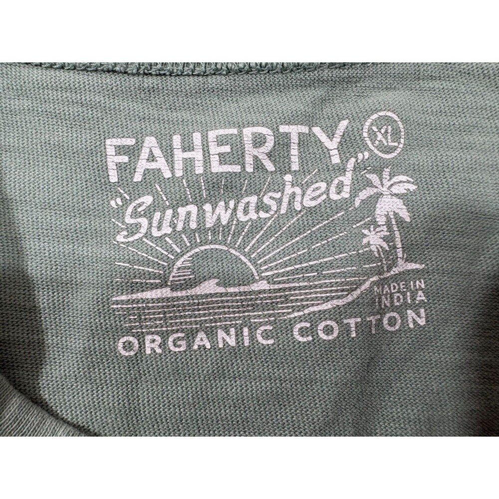 Faherty Sunwashed Organic Cotton Pocket T-Shirt Mens Short Sleeve Slub Tee Sz XL - Picture 6 of 10